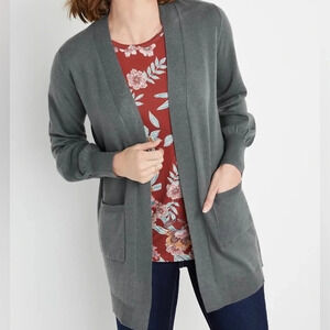 Maurices NWT Dark Gray Blouson Sleeve Front Pocket Cardigan Small Women’s